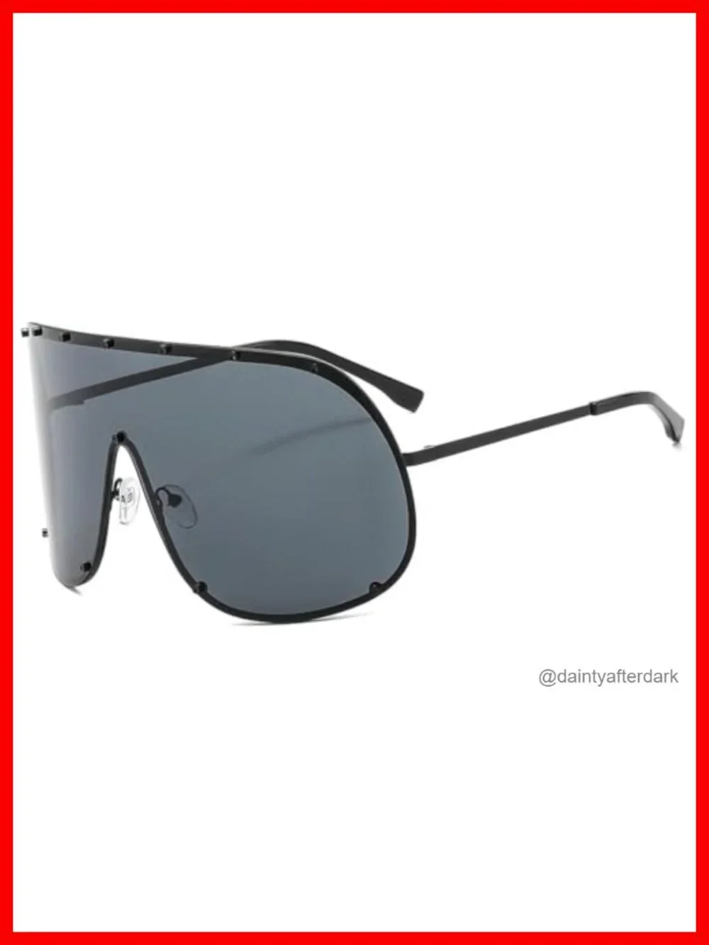 Oversized Square Shield Sunglasses UV400 Protection Metal Frame